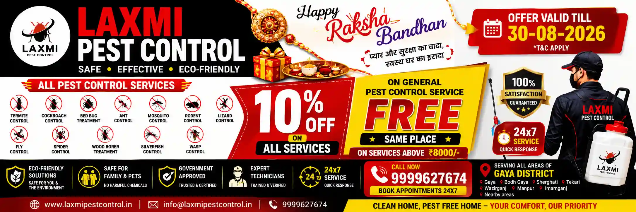 Laxmi Pest Control Independence Day 2026 offer in Gaya Bihar – free general pest control on orders above ₹999