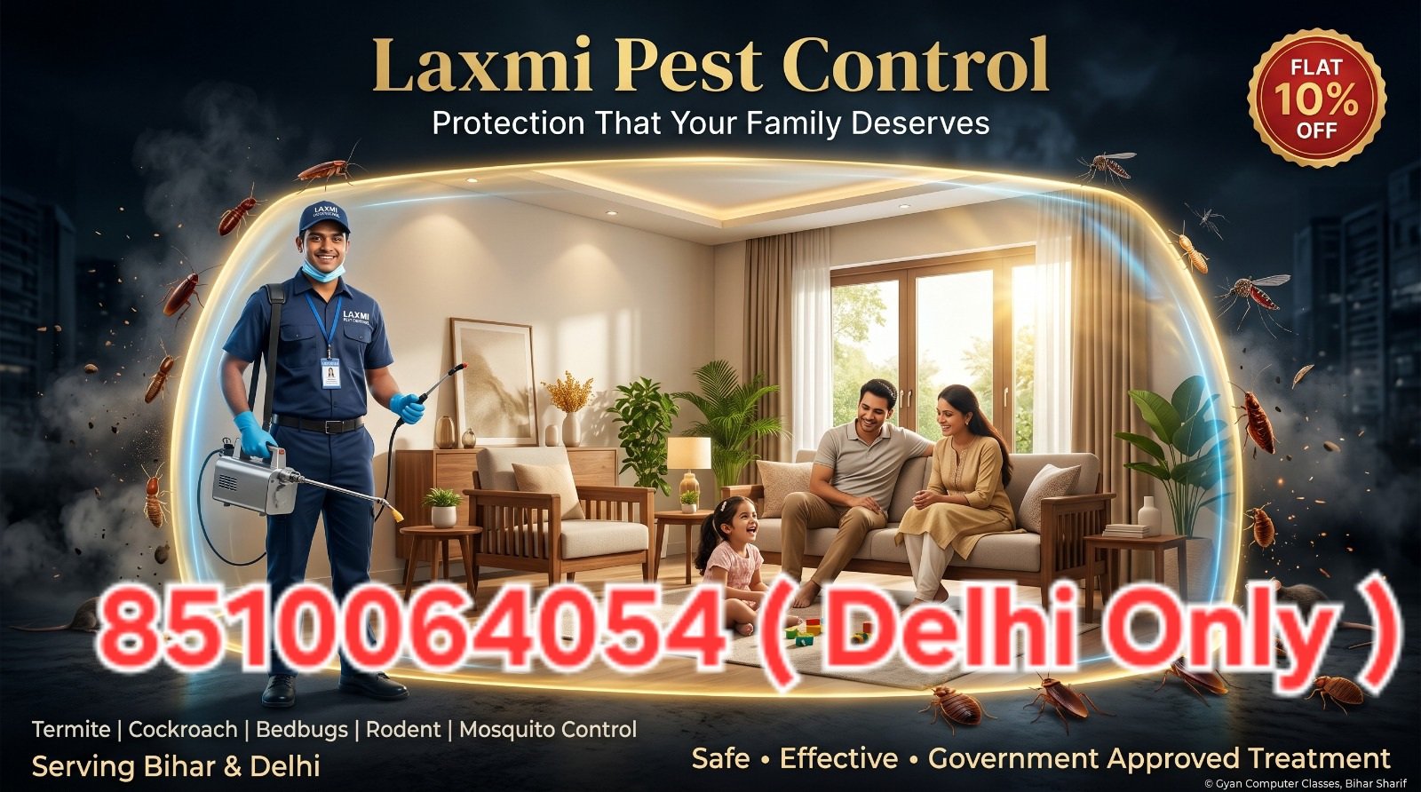 Looking for pest control in Hazaribagh Jharkhand? Laxmi Pest Control offers termite, cockroach, bed bug & mosquito control. Call 8510064054.