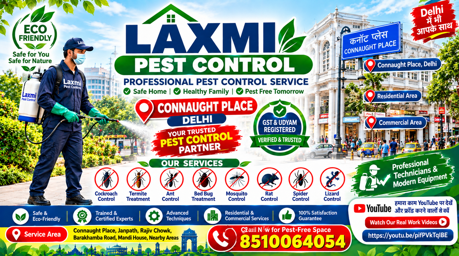 Laxmi Pest Control Connaught Place – Termite, Cockroach & More
Professional pest control in Connaught Place, New Delhi. Odorless & eco-friendly termite, cockroach, bed bug & mosquito treatments. Call 8510064054 today!

#PestControlConnaughtPlace
#TermiteControlConnaughtPlace
#CockroachControlCP
#BedBugTreatmentCP
#MosquitoControlCP
#EcoFriendlyPestControl
#CentralDelhiPestControl
#PestControlNearRajivChowk
#PestControlNearJanpath
#PestControlServicesDelhi