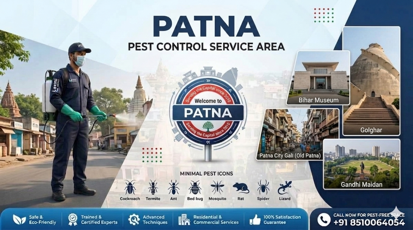 Affordable pest control services in Patna for termites, cockroaches,
bed bugs & cleaning services. Call 9999627674.