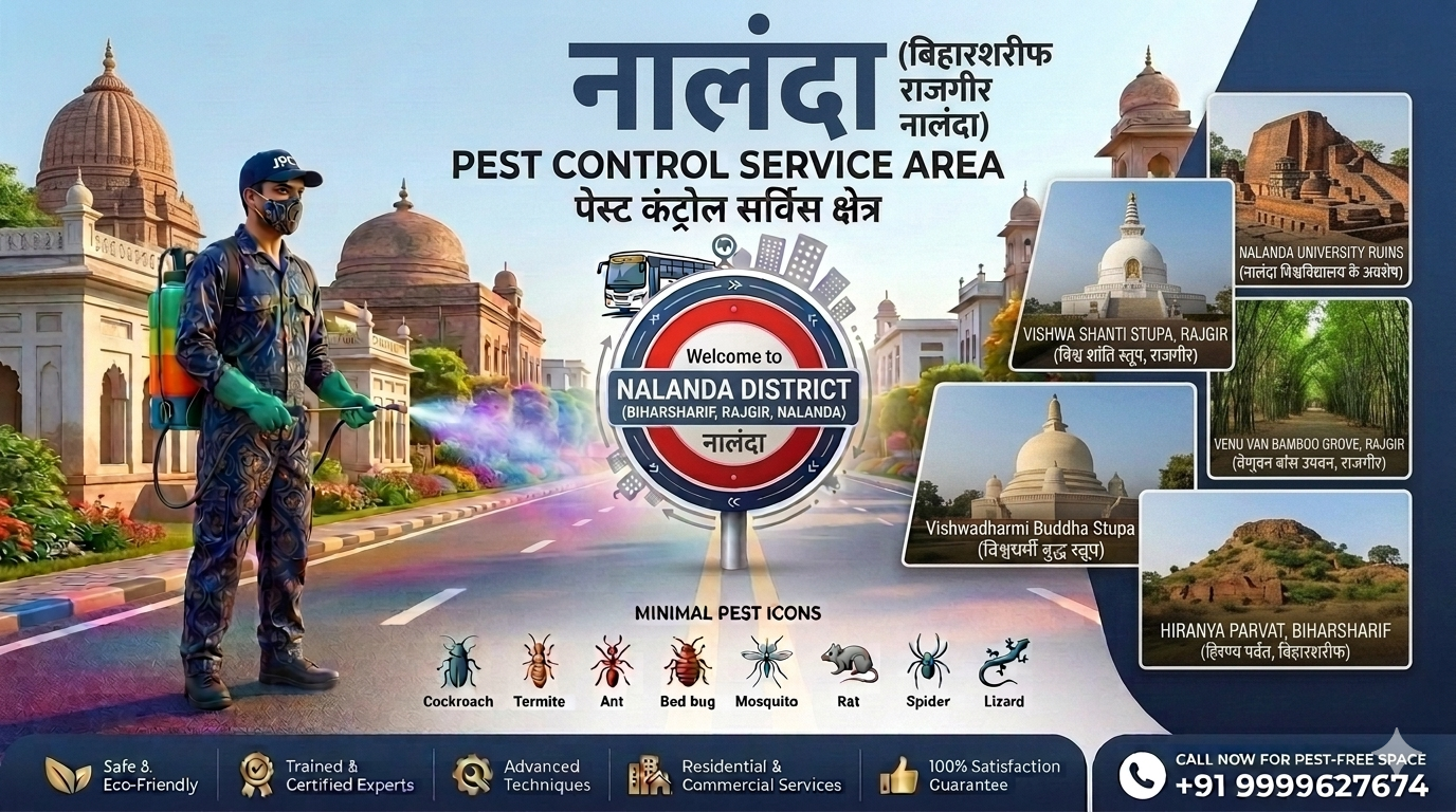 Laxmi Pest Control provides expert pest control services in Nalanda, Bihar. Safe, eco-friendly solutions for termites, mosquitoes, cockroaches, and more. Call +91 9999627674 today!
