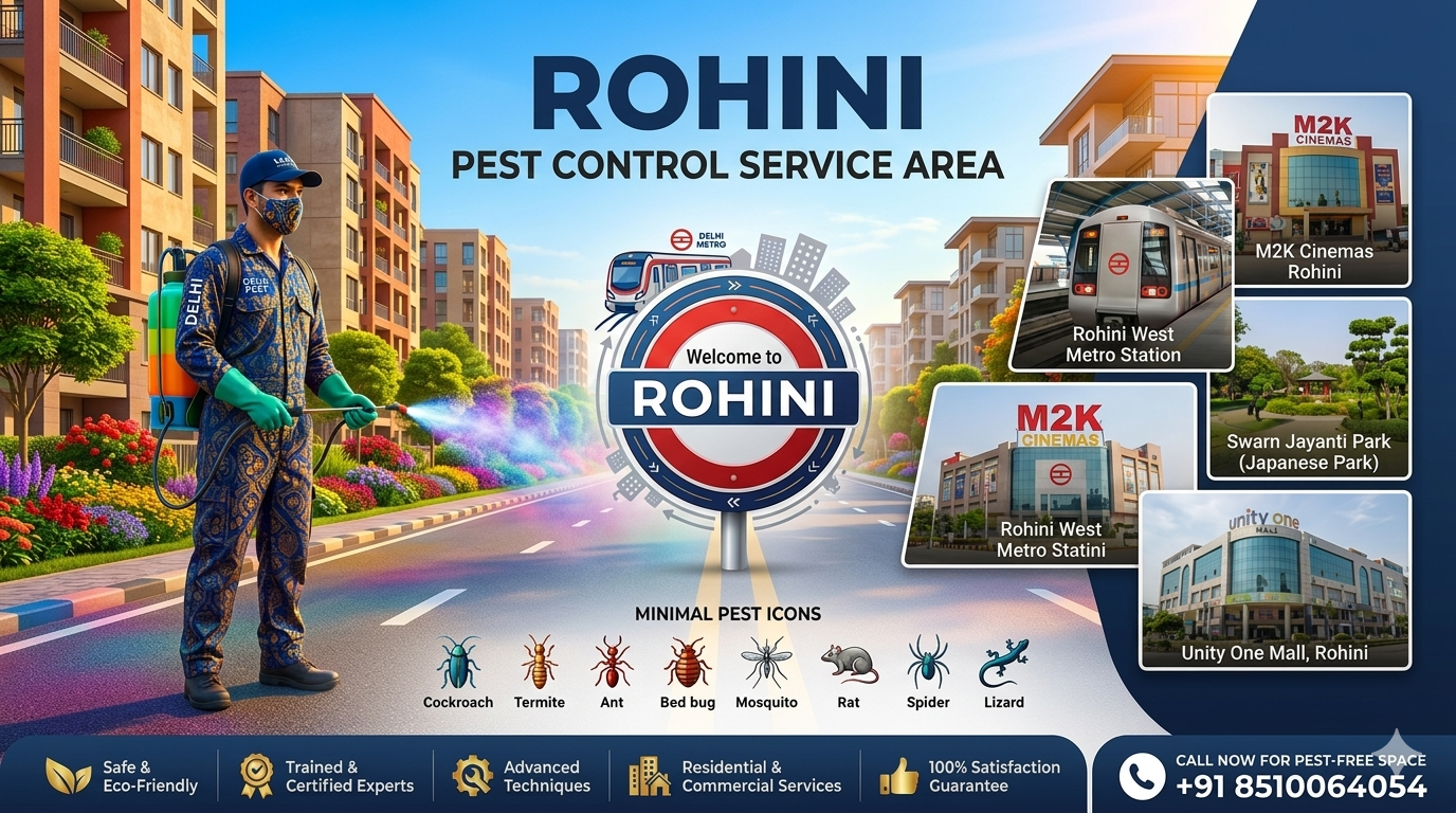Looking for pest control in Rohini Delhi? Laxmi Pest Control offers termite, cockroach, bed bug & mosquito control. Call 8510064054.