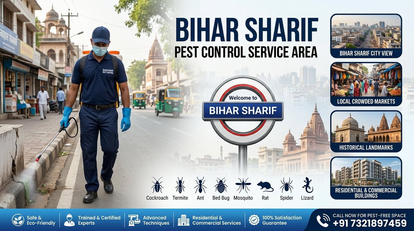 Laxmi Pest Control offers professional pest control services in Bihar Sharif including termite treatment, cockroach control, rat control, and bed bug treatment at affordable prices.